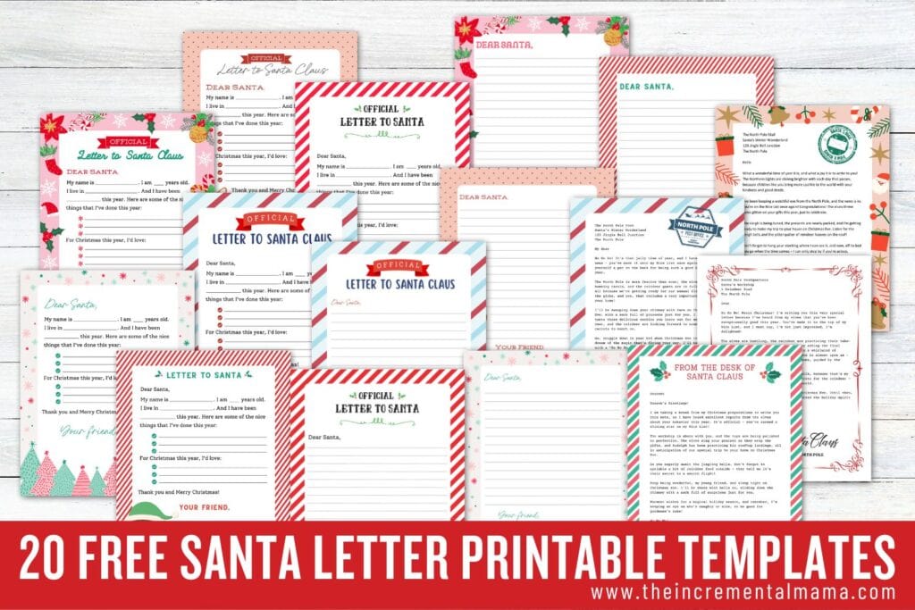 20 letter to santa and letter from santa printable PDFs