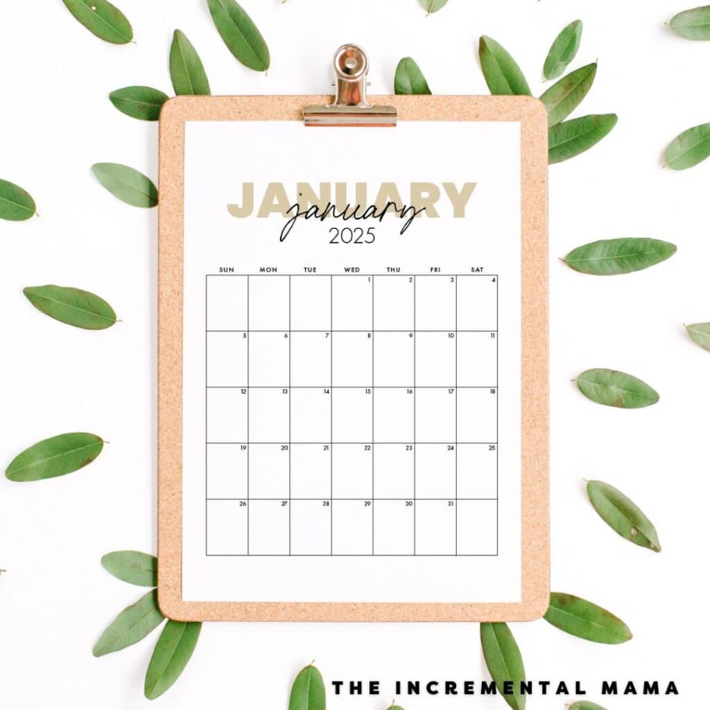 Free Printable 2025 Monthly Calendar (January - December PDFs) - The Incremental Mama