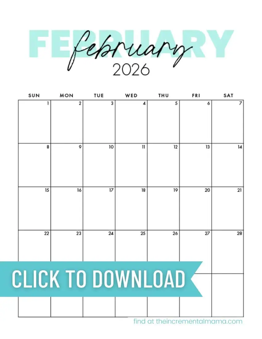 Cute 2026 Monthly Calendar Free Printable