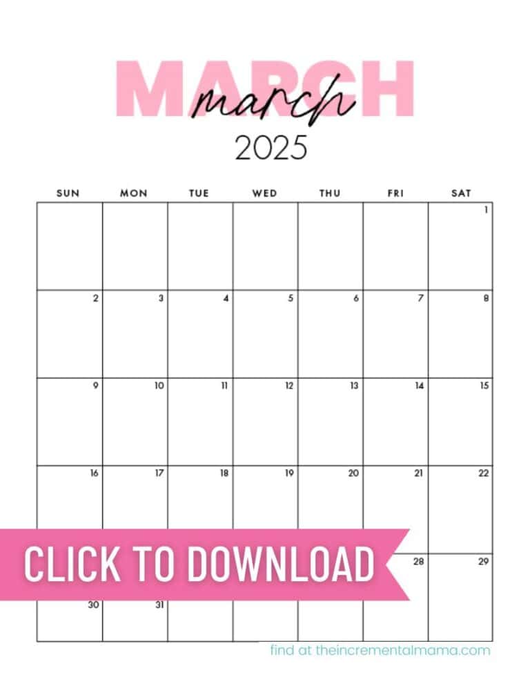 Free Printable 2025 Pink Calendar Templates - The Incremental Mama