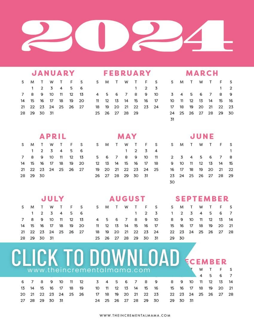 Free Printable 2024 One-Page Yearly Calendars (9 Templates)