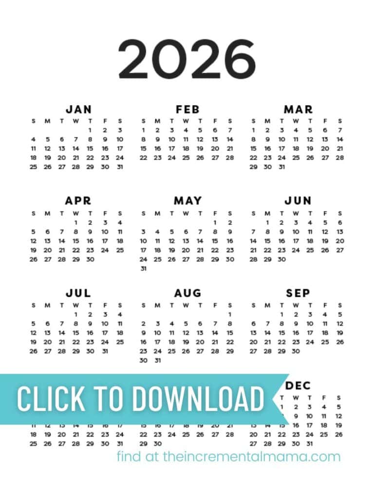 12 Free Printable One Page Yearly - Free One Page Calendar 2025 PDF 768x994 