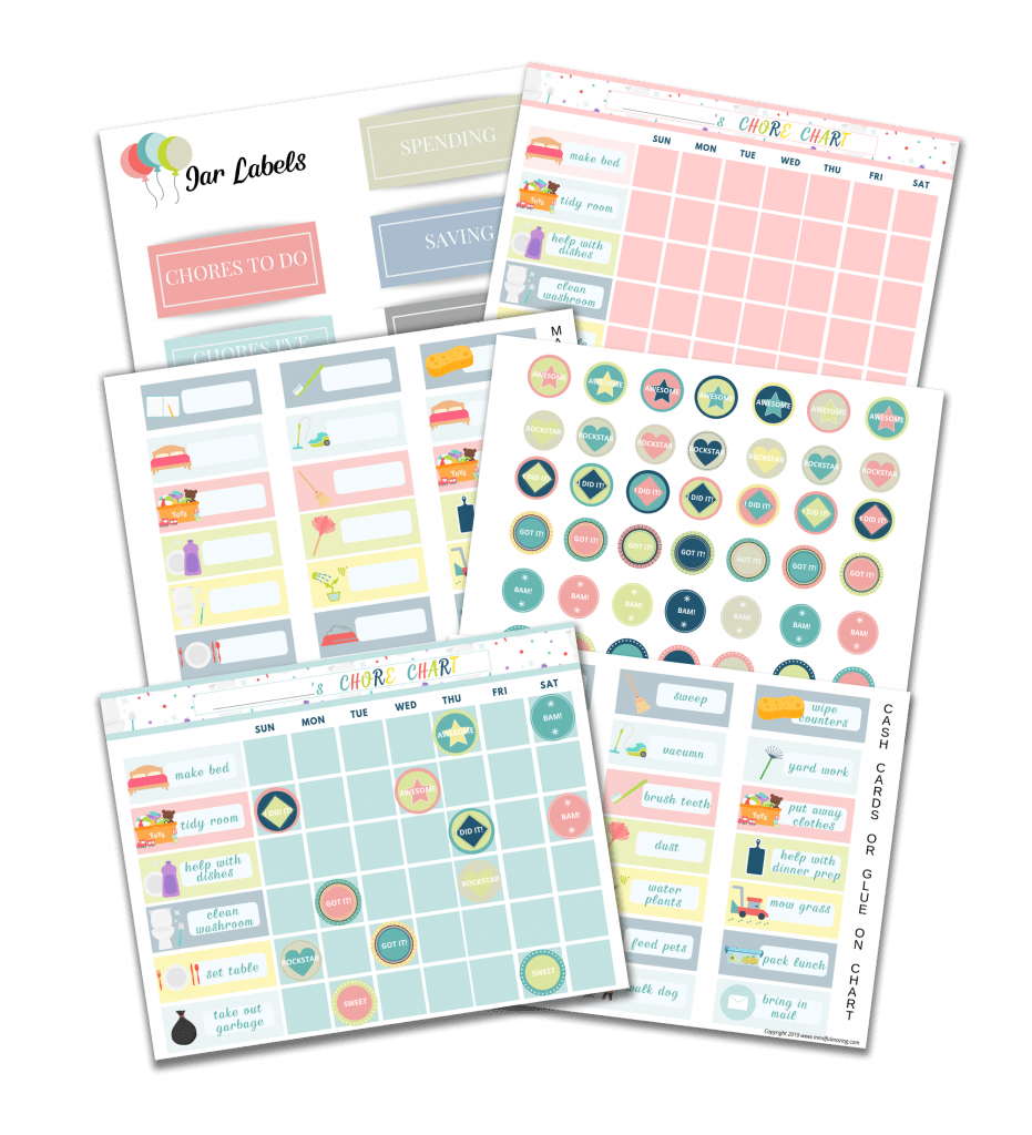 Kids Chore Chart BUNDLE - 'My Chore Chart' Weekly Page in 5 Colors -  Printable at Printable Planning for only 9.95