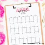 pink calendar template