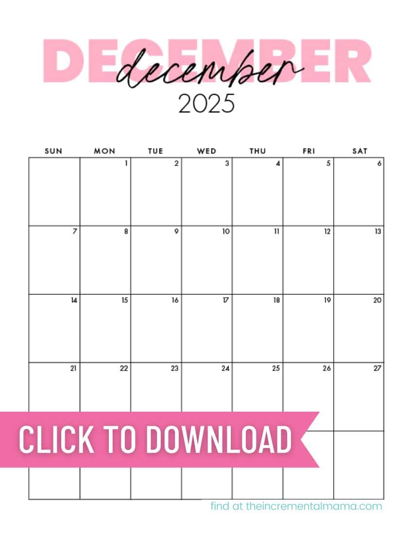 Free Printable 2025 Pink Calendar Templates - The Incremental Mama