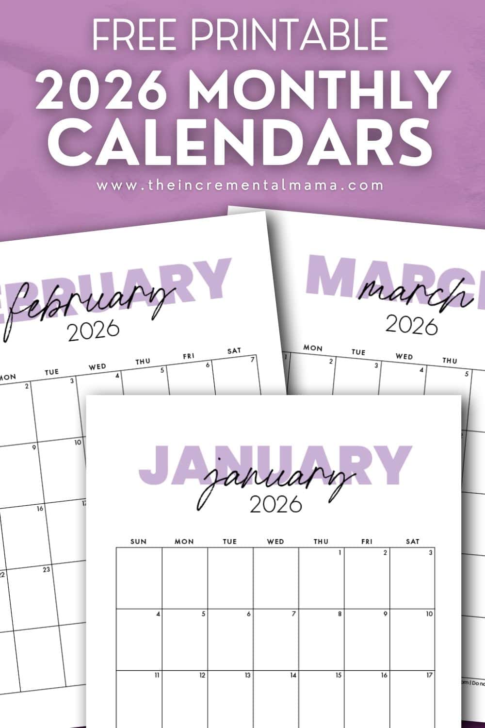 Free 2026 Monthly Calendar Template - January to December - The ...