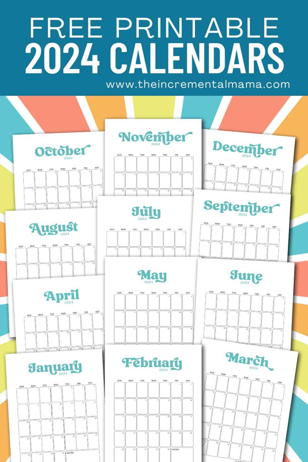 Fun Retro-Inspired 2024 Monthly Calendar PDFs (12 Free Printables)