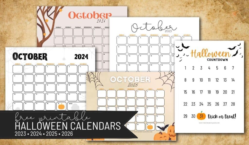 October calendar printables