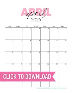Free Printable 2025 Pink Calendar Templates - The Incremental Mama