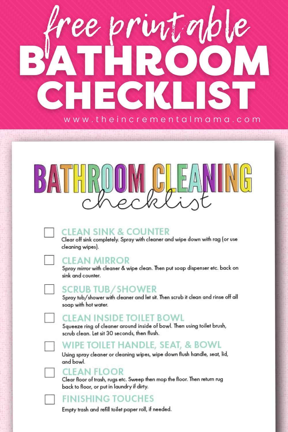 Free Printable Bathroom Cleaning Checklist for Kids Free Printable Bathroom Cleaning Checklist for Kids