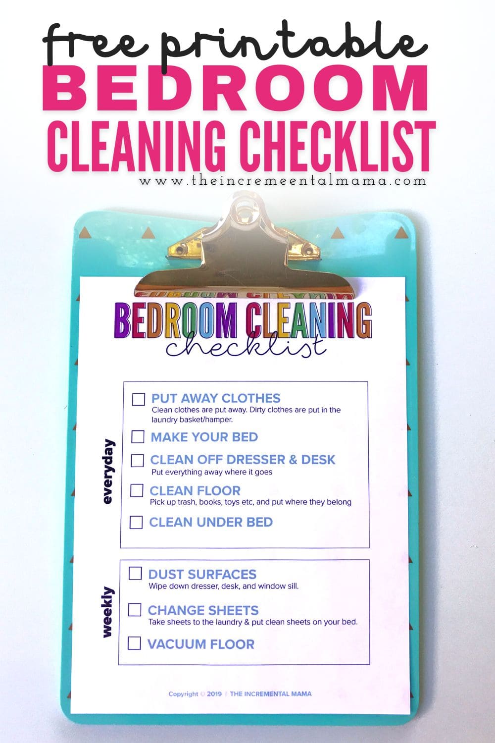 Free Printable Bedroom Cleaning Checklist for Kids - The Incremental Mama