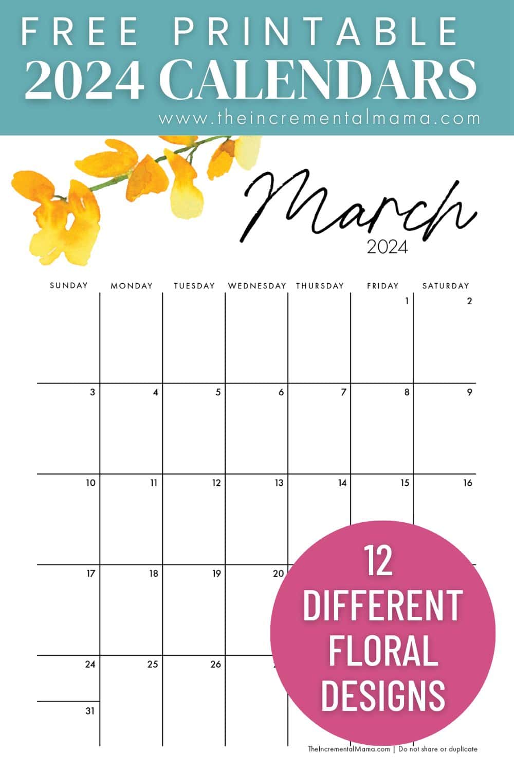 Free 2024 Floral Calendar Download (12 Monthly Templates) - The ...