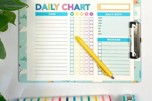 cute free chore chart template for kids
