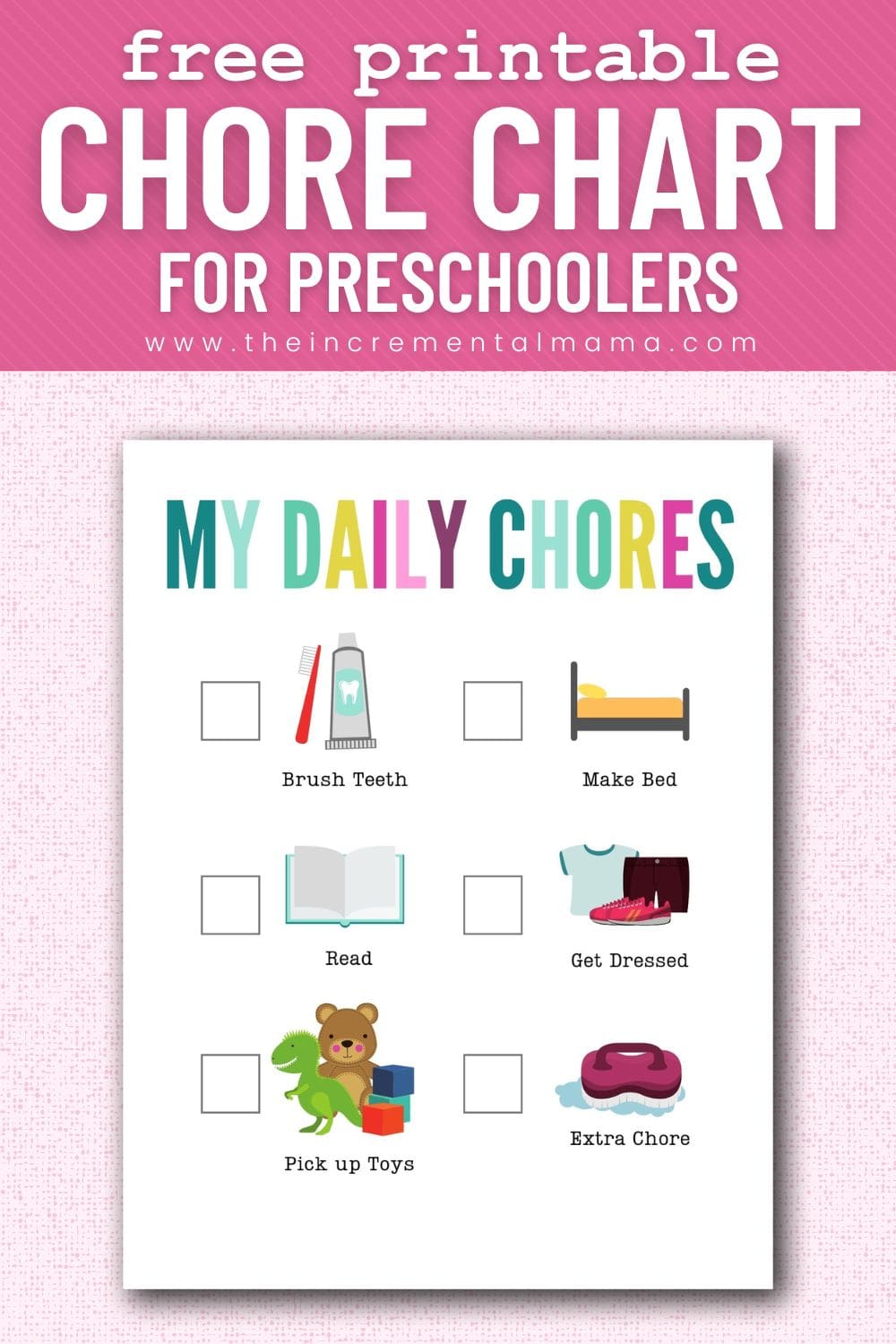 Free Printable Picture Chore Chart for Preschoolers & Toddlers