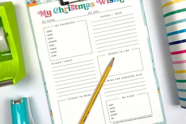 christmas list printable