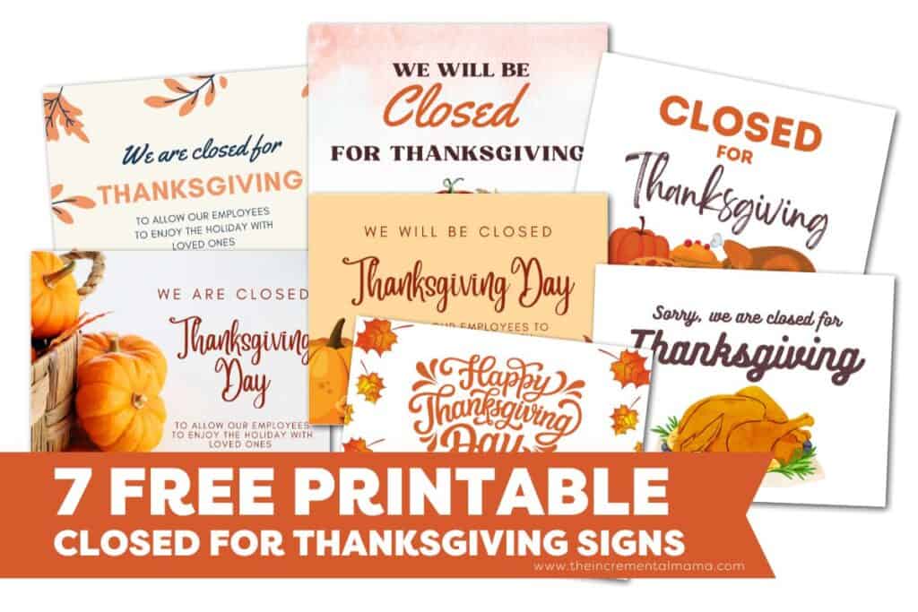 Free Printable Closed For Thanksgiving Signs Templates The Incremental Mama