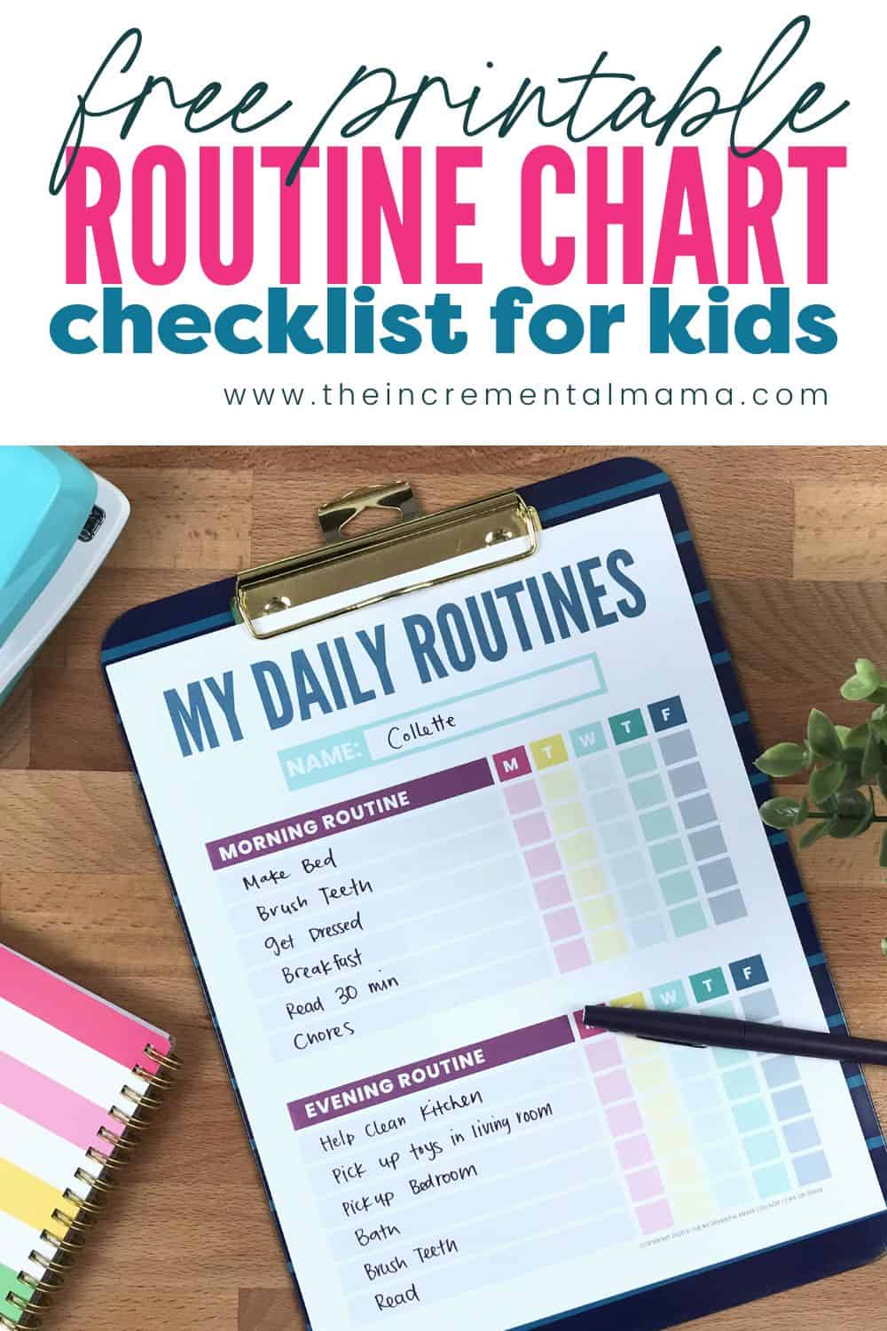 Free Printable Kid’s Daily Routine Chart Template - The Incremental Mama