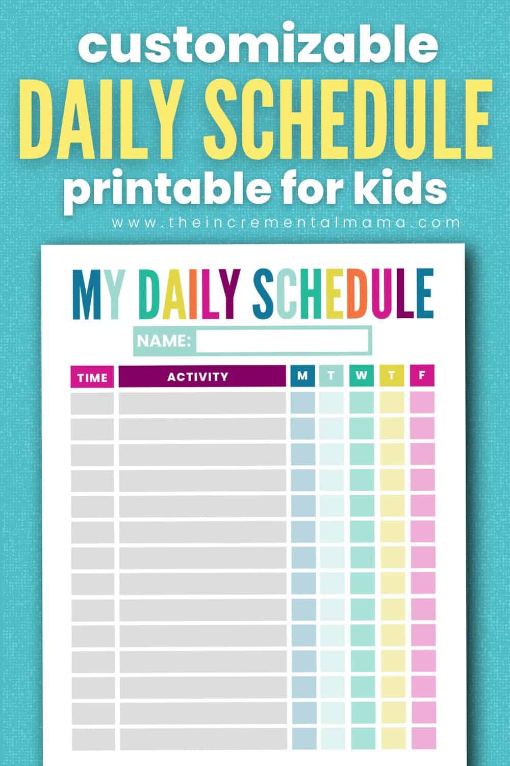 Free Printable Kid #39 s Daily Schedule Template The Incremental Mama