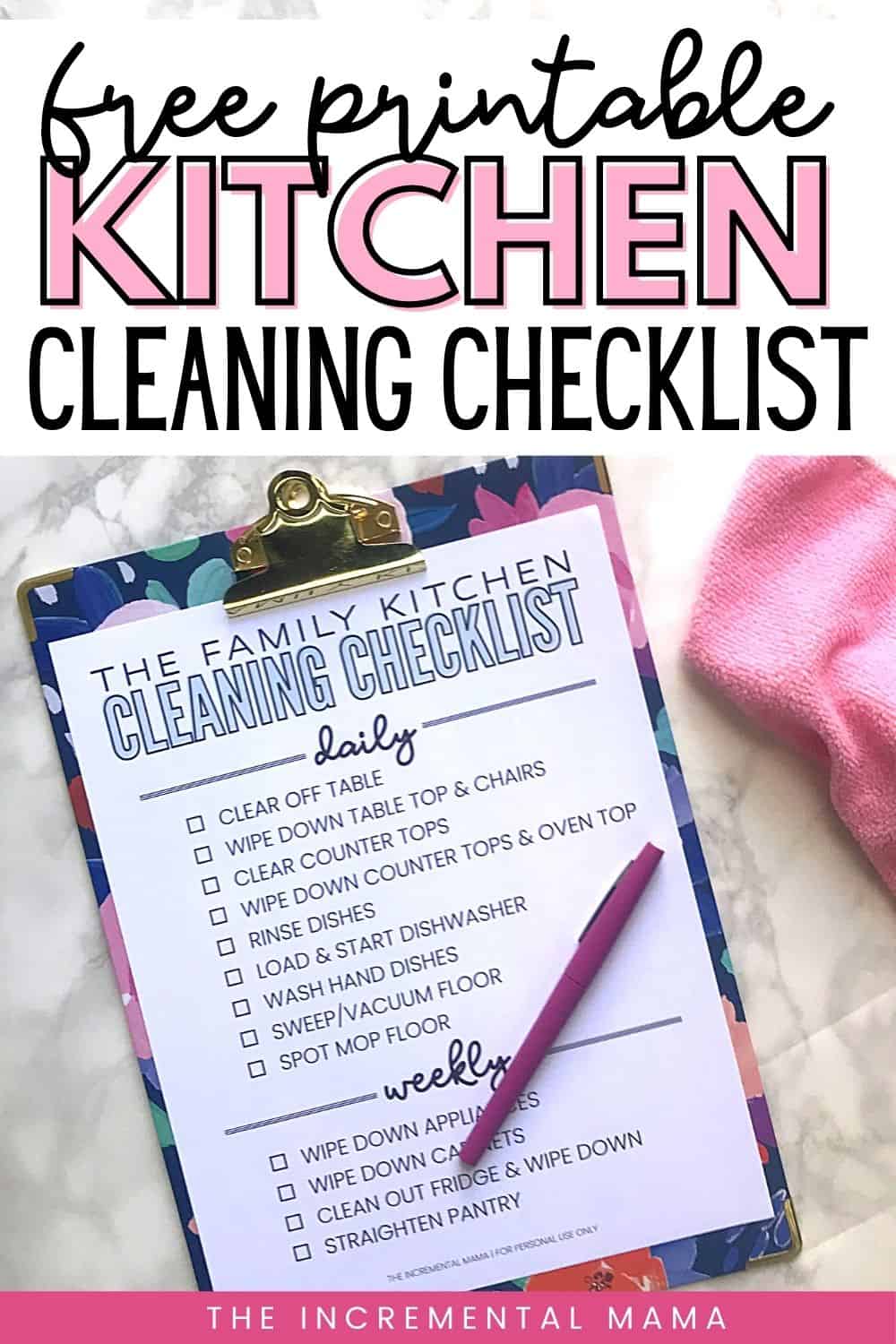 Free Printable Kitchen Cleaning Checklist to Get Your Family Helping Out