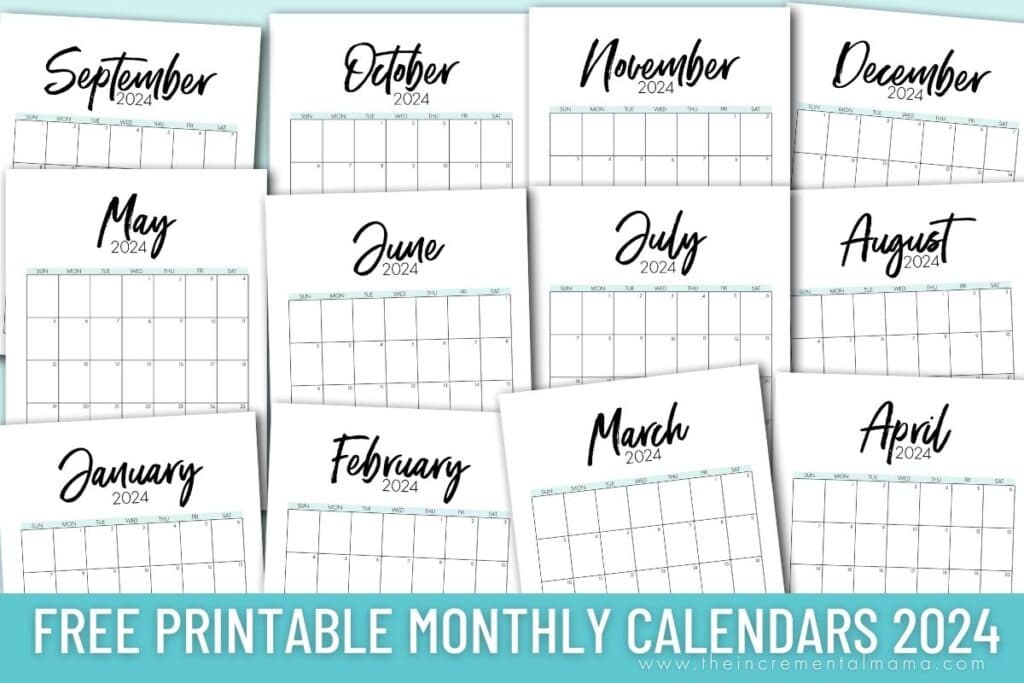 free printable 2024 calendars january july december