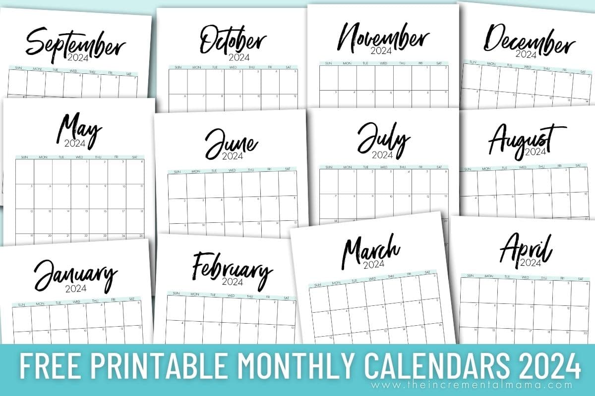 Free Printable Monthly Calendar 2024 - January to December - The ...