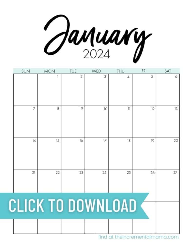 Free Printable Monthly Calendar 2024 - January to December - The