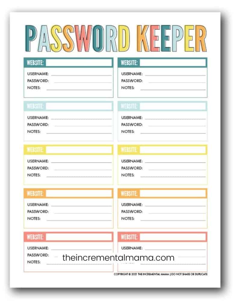 Paper Stationery Printable Planner PDF Beige Password Tracker Password 