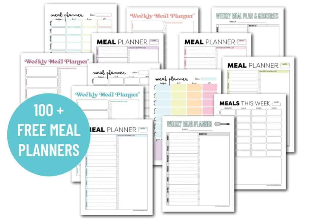 weekly menu template with grocery list