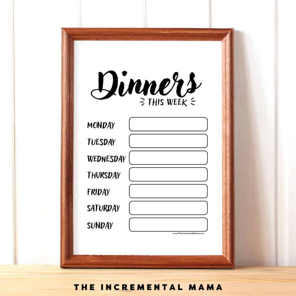 free printable meal planner in frame