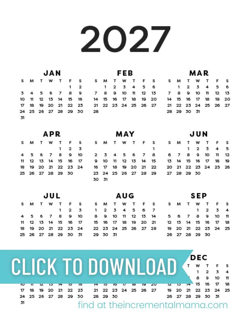 12 free printable one page yearly calendars 2025 2026 2027 the