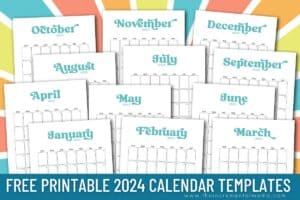 Fun Retro-Inspired 2024 Monthly Calendar PDFs (12 Free Printables)