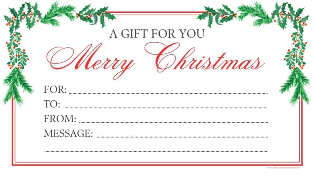 merry christmas gift certificate PDF