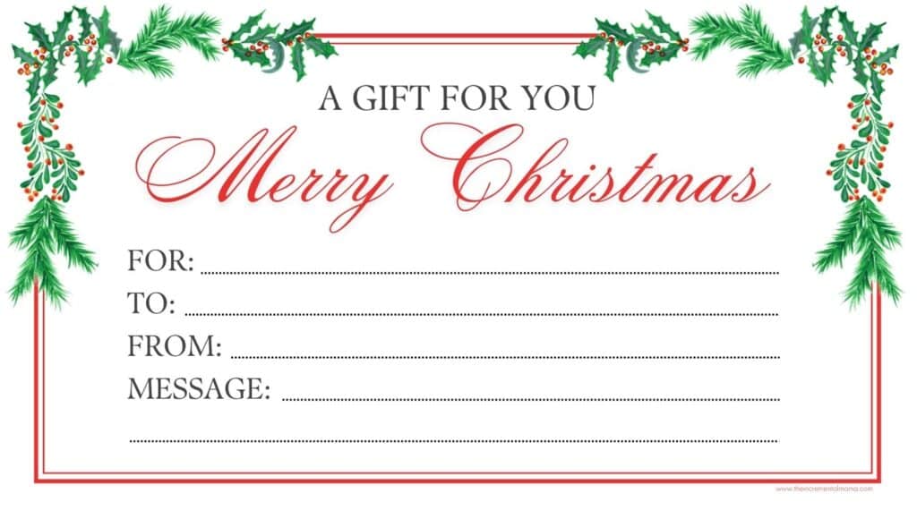 6 Free Printable Gift Certificate Templates for Christmas - The Incremental Mama