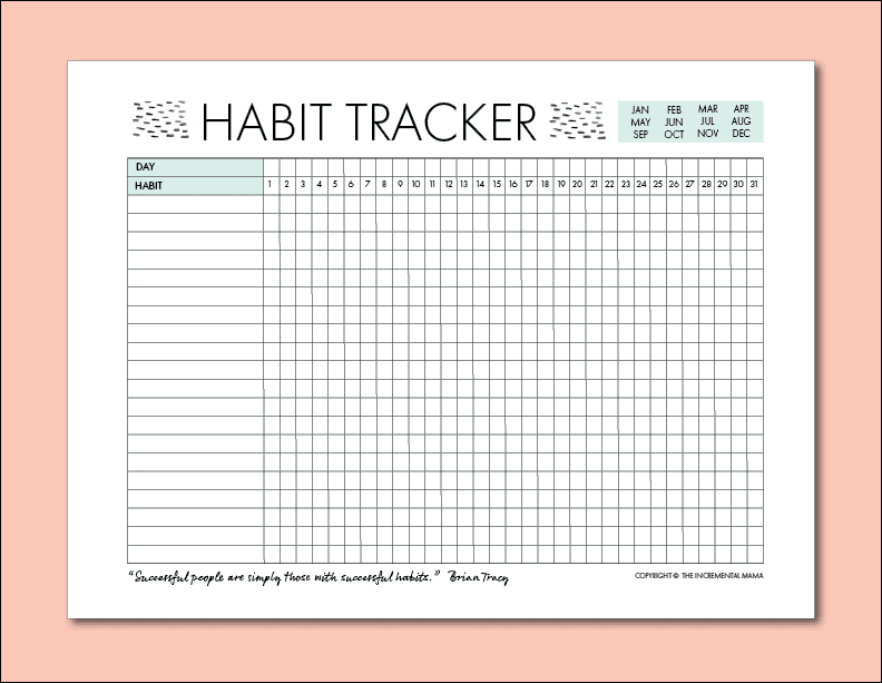 Free 30 day habit tracker printable