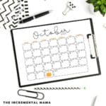 cute october calendar