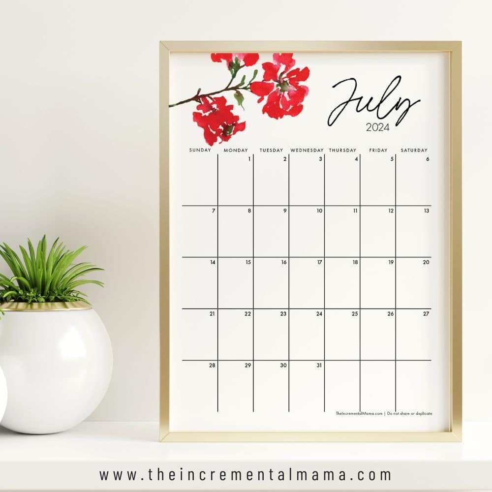 free floral calendar printable