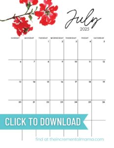 Free 2025 Floral Monthly Calendar PDFs Templates - The Incremental Mama