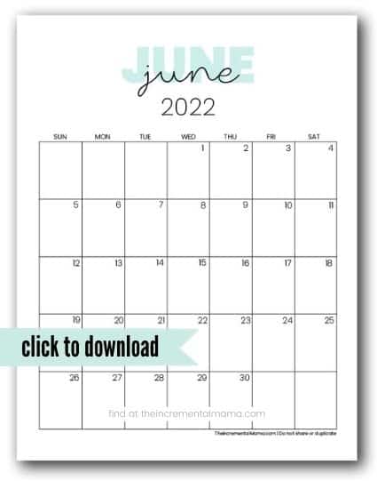 2022 monthly calendar printable june