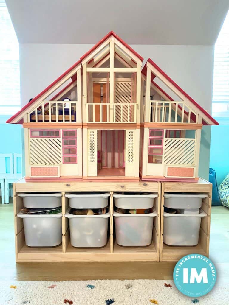 doll house with toy bin storage
