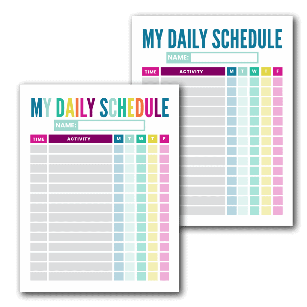 free printable kid's schedules