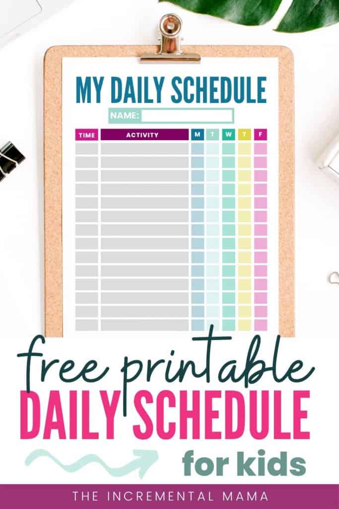 Free printable daily schedule for kids - rytedynamic