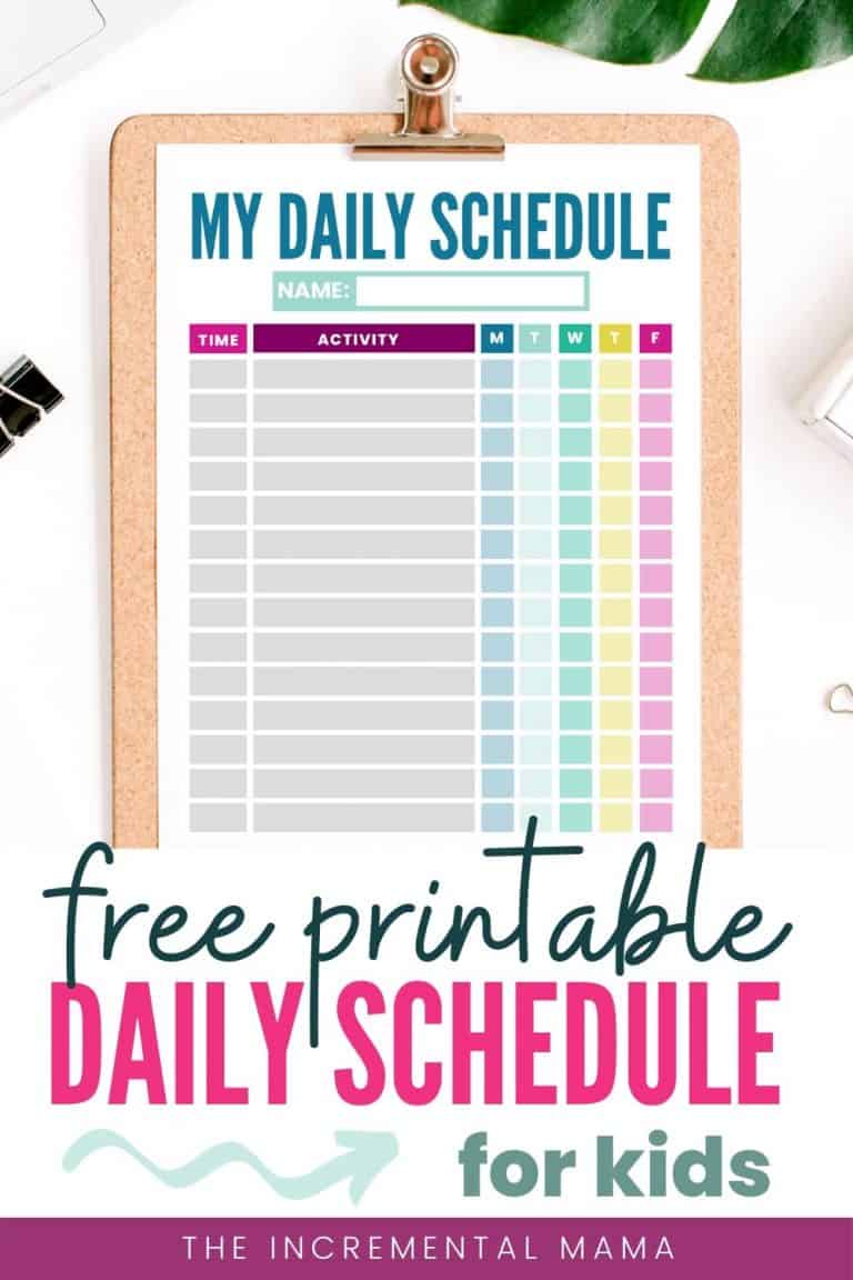 Daily Schedule Printable For Kids