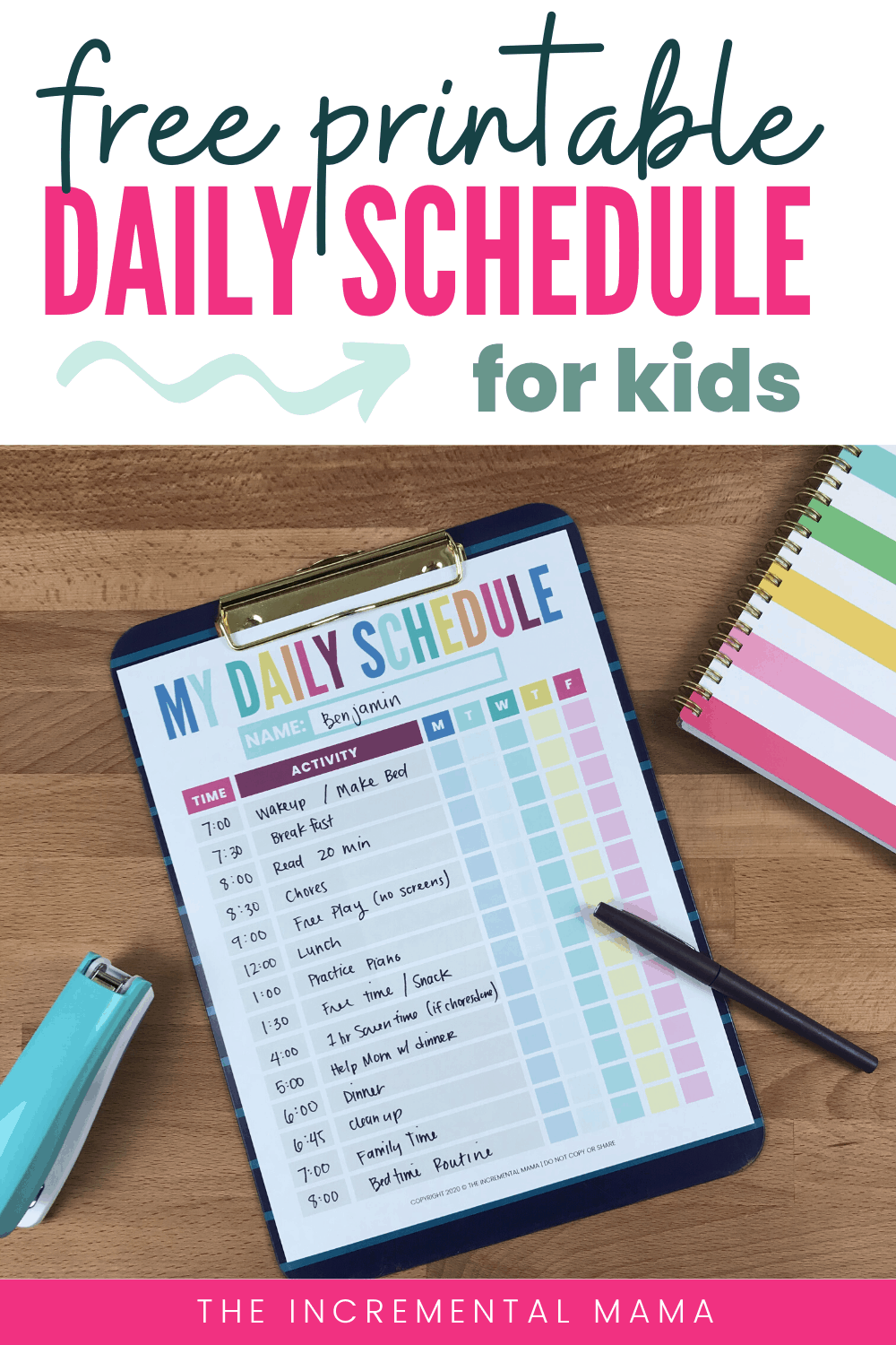 daily schedule template for kids