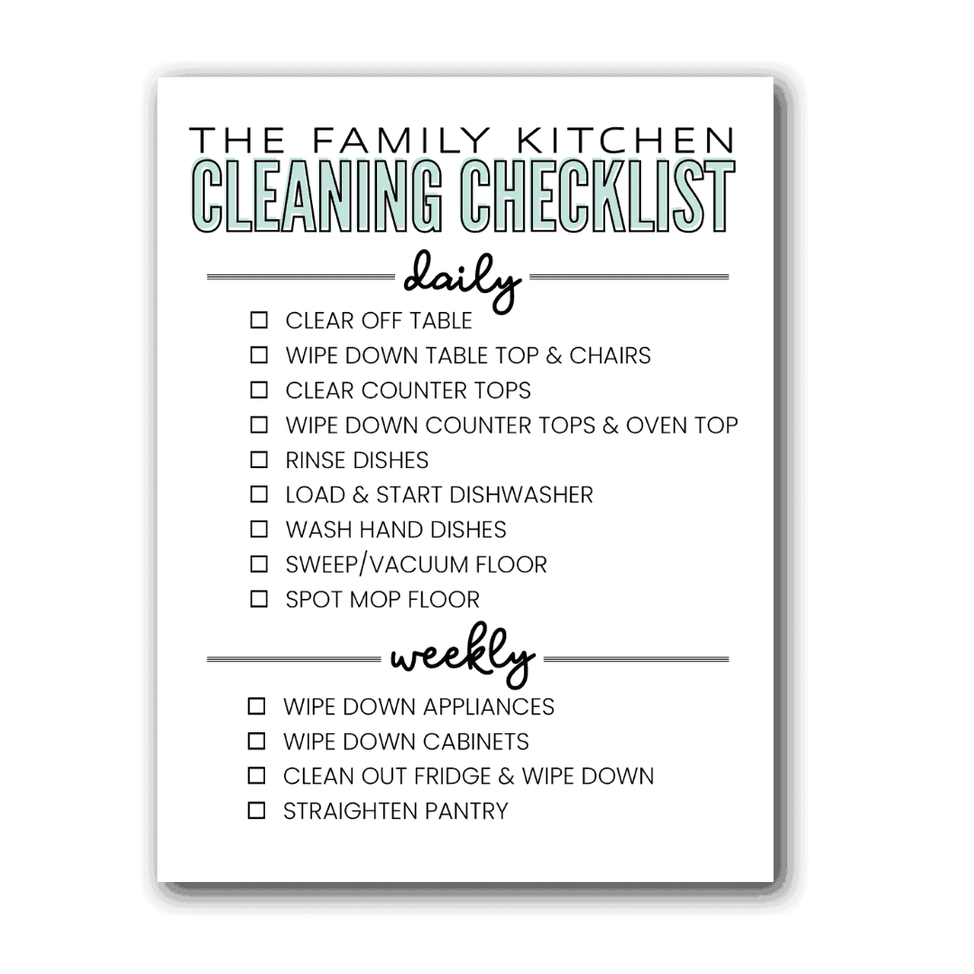 Free Printable Kitchen Cleaning Checklist to Get Your Family Helping Out