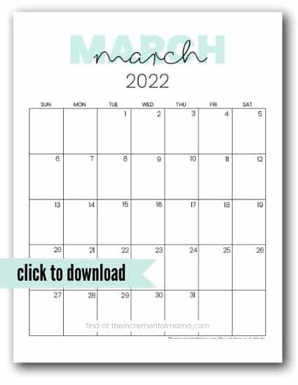 2022 March calendar