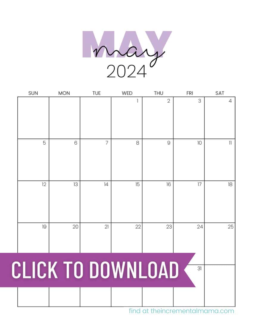 Free 2024 Monthly Calendar Printable Templates - The Incremental Mama