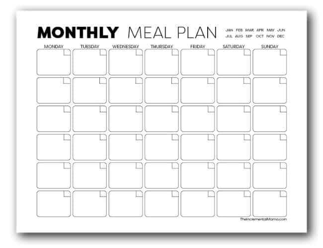 monthly meal planner