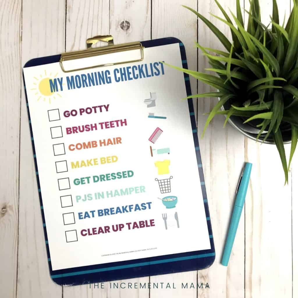 picture morning routine chart for kids