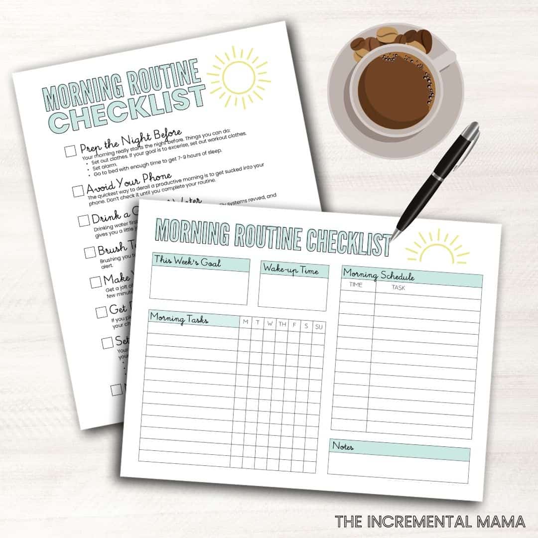 morning routine checklist printable