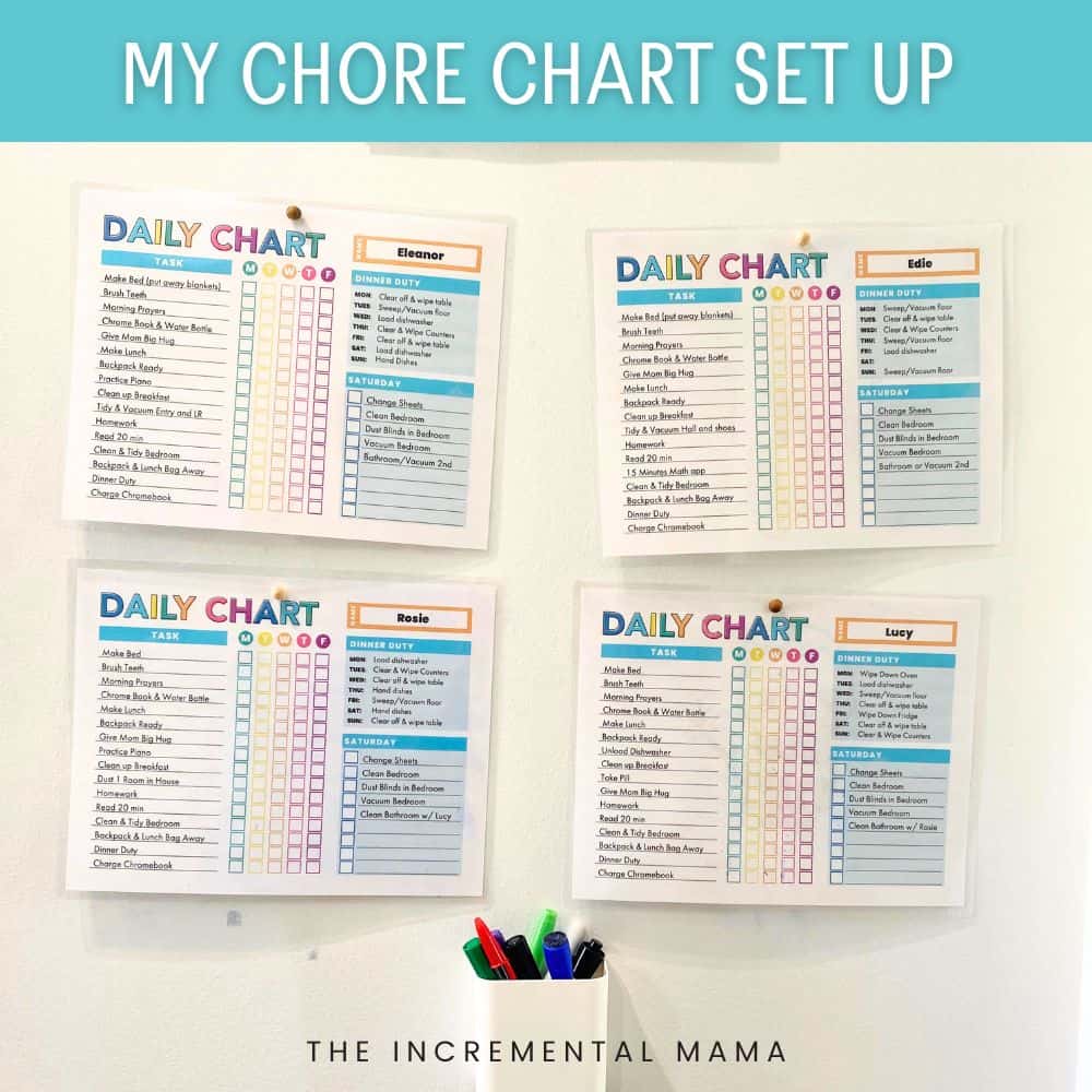 4 printable chore chart for kids on wall
